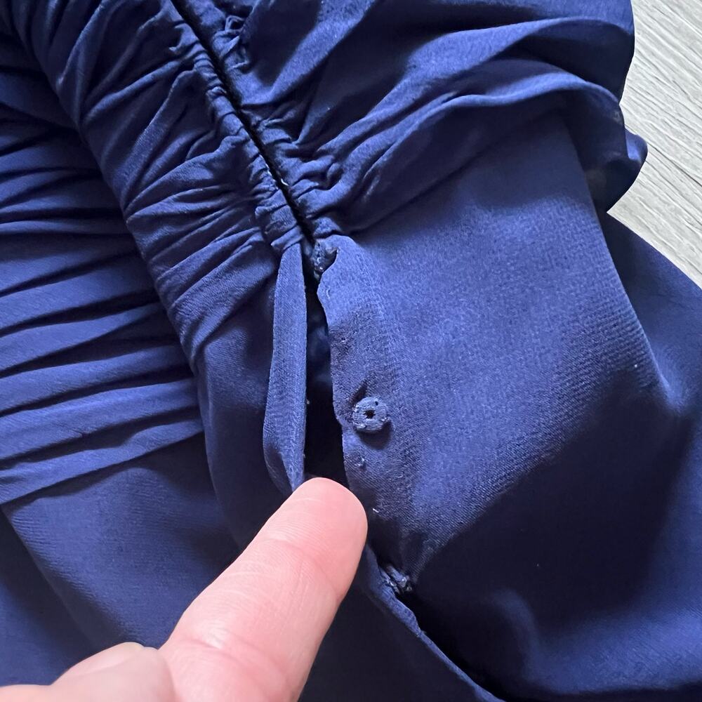 Vintage John Anthony Dress XS/SM Blue Silk Pleated Strapless Mini Formal Event - Picture 6 of 7